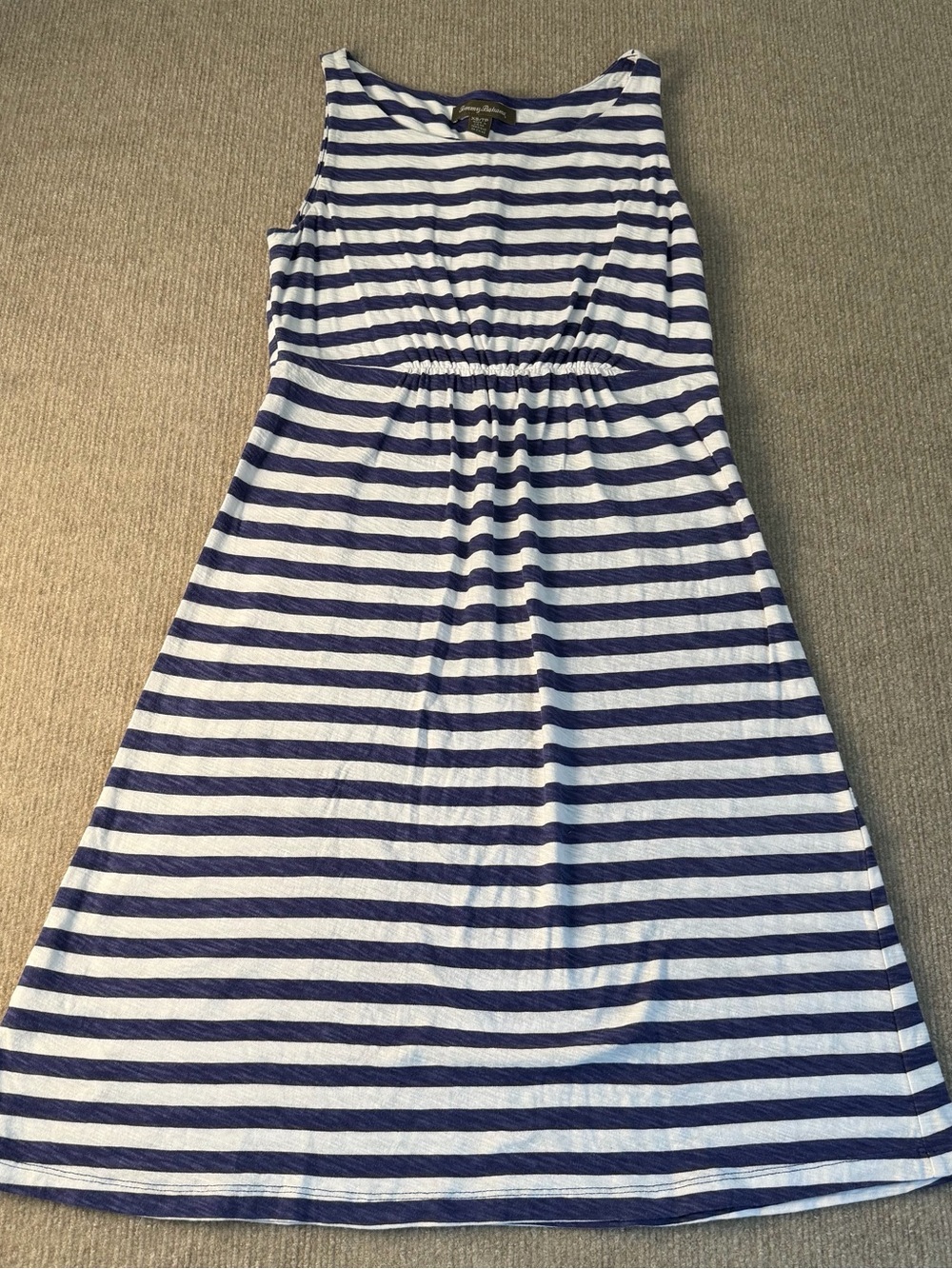 Tommy Bahama Navy and White Nautical Sleeveless Striped A-Line Cotton Dress XS